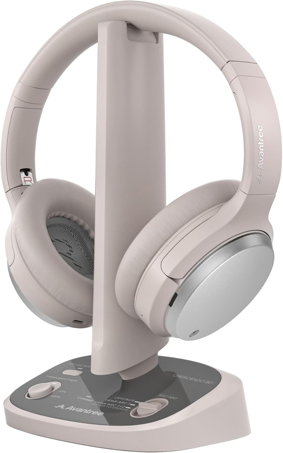 Avantree Crescendo 3D ¨C Casque TV sans Fil avec Son Surround 7.1, Mode Cin¨¦ma, Compatible avec Les Barres de Son HDMI, 60 H d¡¯Autonomie, Batterie Rempla?able(Beige Temp¨ºte De Sable)