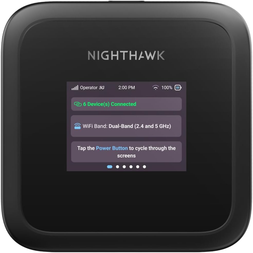 NETGEAR (MH3150) Nighthawk M3- Routeur Mobile 5G WiFi 6, 2,5 Gbps ¨C Fonctionne avec Toutes Carte SIM- Hotspot WiFi, Usage Personnel ou Professionnel ¨C r¨¦seau s¨¦curis¨¦- AX3600, jusqu'¨¤ 32 appareils(Noir)