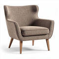 Fauteuil en tissu beige avec structure en bois taille 80 x 80 x 90cm