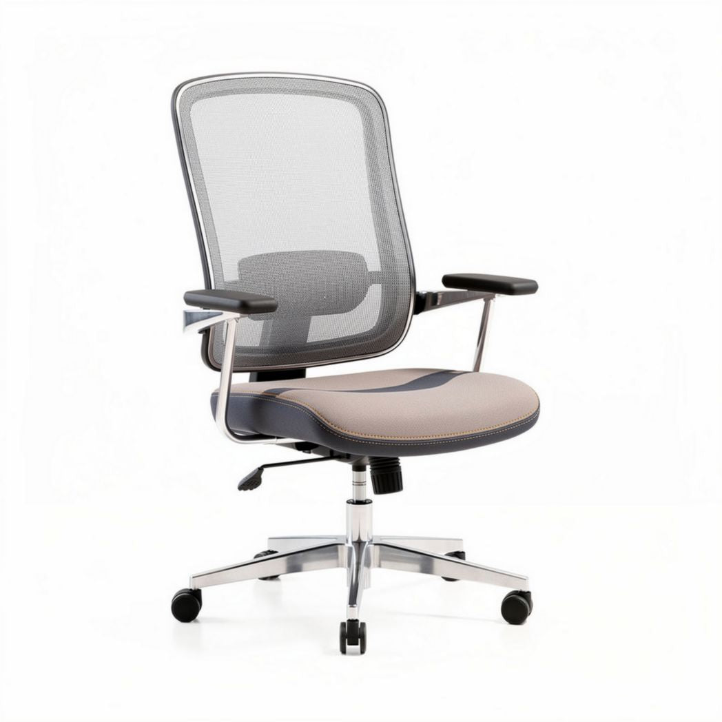 Chaise de bureau ergonomique en filet avec accoudoirs et base en métal 45 x 60 x 90cm