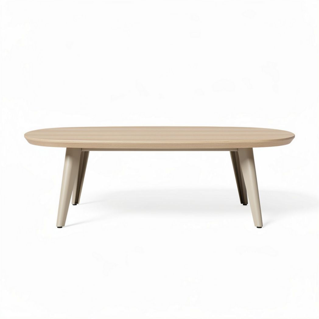 Table basse ronde en bois naturel avec piètement en métal noir 80 x 80 x 40cm