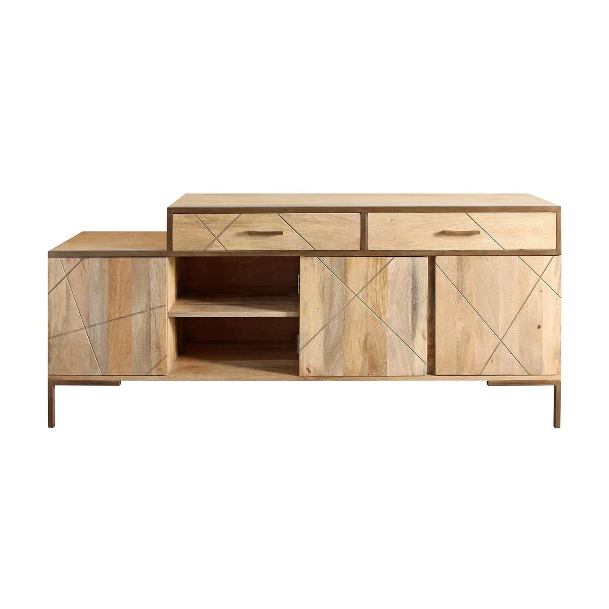 Buffet Jaidev avec structure en manguier et acier, dossier en contreplaqu¨¦, style classique(3 Portes - 2 Tiroirs)