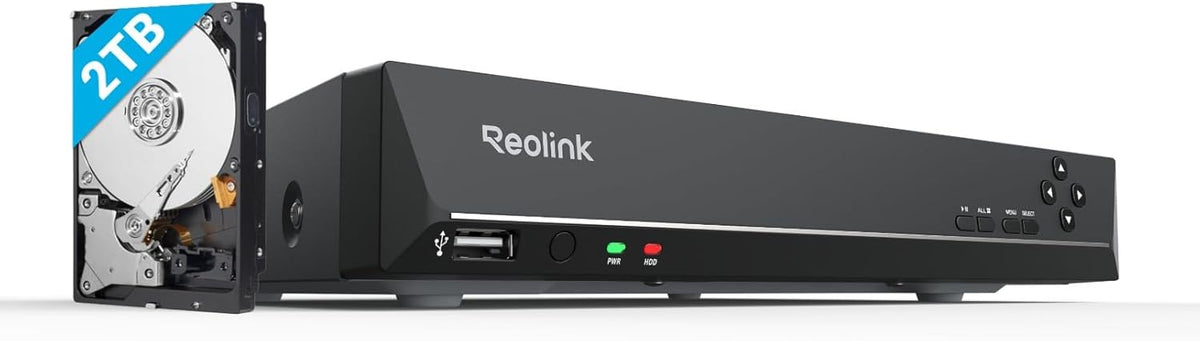 Reolink 4K PoE NVR 8 Canaux Cam¨¦ra de S¨¦curit¨¦ ¨¤ Domicile Enregistrement de Vid¨¦o avec Disque Dur de 2TO Supportez 16MP/12MP/8MP/5MP/4MP HD IP Cam¨¦ra RLN8-410(Noir)