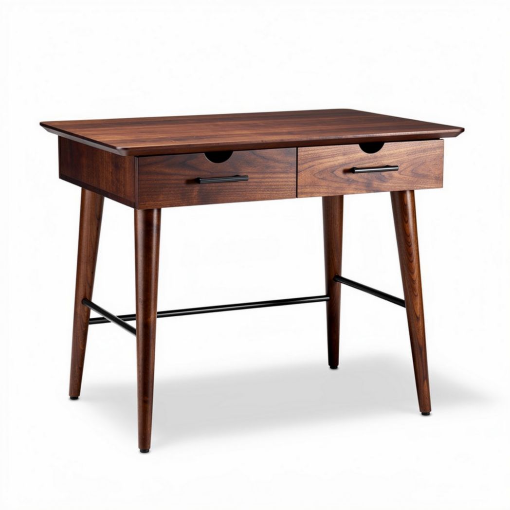 Bureau en bois marron avec deux tiroirs dimensions 120 x 60 x 75cm