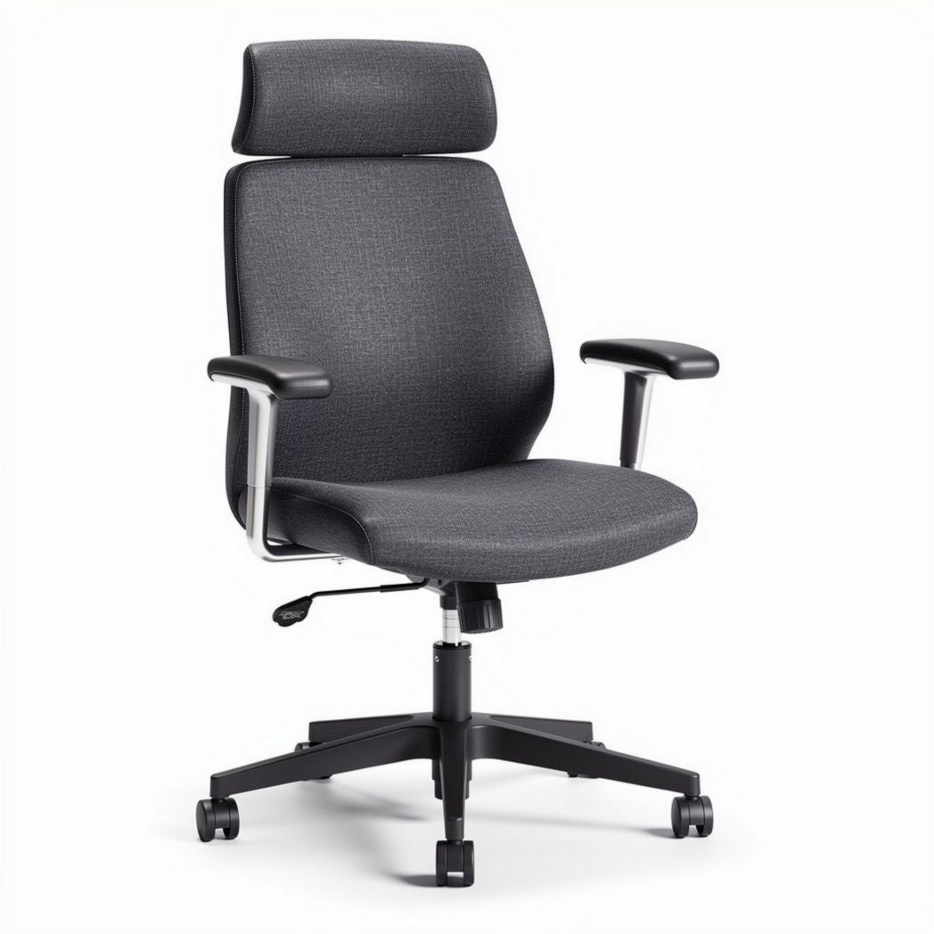 Chaise de bureau ergonomique en tissu gris réglable 55 x 60 x 120cm
