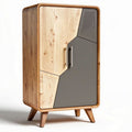 Armoire en bois avec portes graphiques en gris 80 x 45 x 120cm
