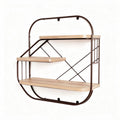 Étagère murale en métal et bois avec trois niveaux de rangement 60 x 30 x 70cm