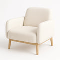 Fauteuil en tissu ¨¦cru avec pieds en bois(¨¦Cru)