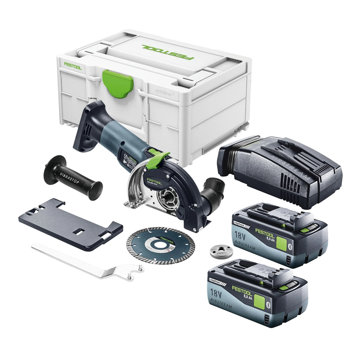 Festool DSC-AGC 18-125 FH EB-Basic Syst¨¨me de tron?onnage ¨¤ main libre sans fil 18 V 125 mm Brushless + 2x batterie 8,0 Ah + chargeur rapide + Systainer(d¨¦faut)