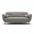 Canapé en tissu gris avec coussins ronds et pieds en bois 195 x 85 x 75cm