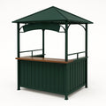 Pavillon de jardin avec bar en m¨¦tal avec toit en tissu vert 120x60x220 cm(Vert/Bois naturel)