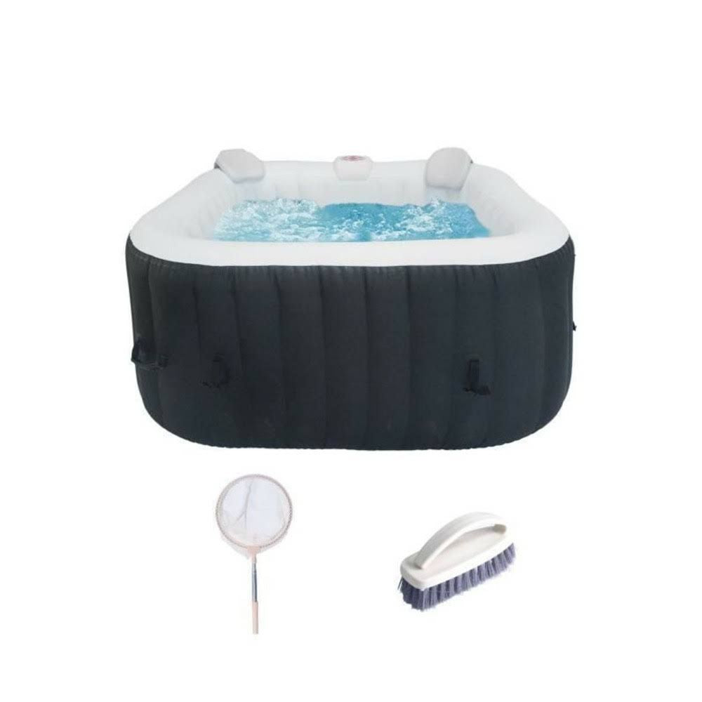 Kit Tout Inclus Sunspa spa gonflable carr¨¦ 4 places et accessoires(Noir/Blanc)