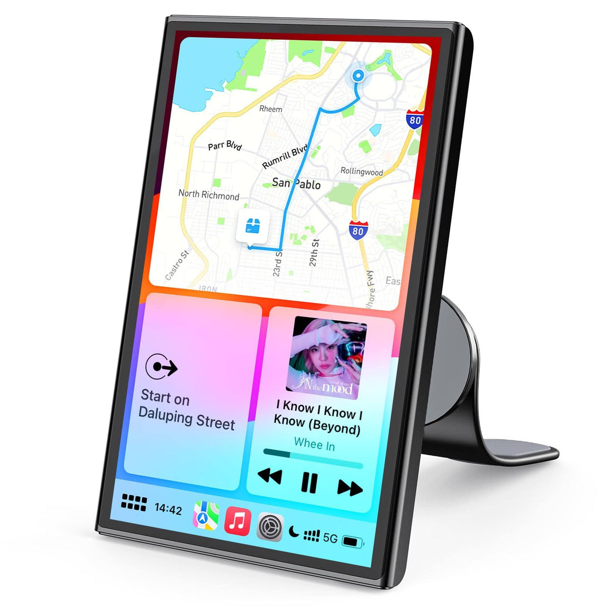 Avylet ¨¦cran 7'' A-pple Carplay Voiture, Android Auto sans Fil Tactile Portable, Navigation GPS, Contr?le Vocal Google/Siri, Radio Bluetooth, AUX/FM,(Noir)