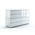 Commode ¨¤ huit tiroirs en blanc brillant sans poign¨¦es au design lin¨¦aire
