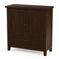 Buffet en bois massif fonc¨¦ avec portes et tiroir 80x40x90 cm(Bois Fonc¨¦)