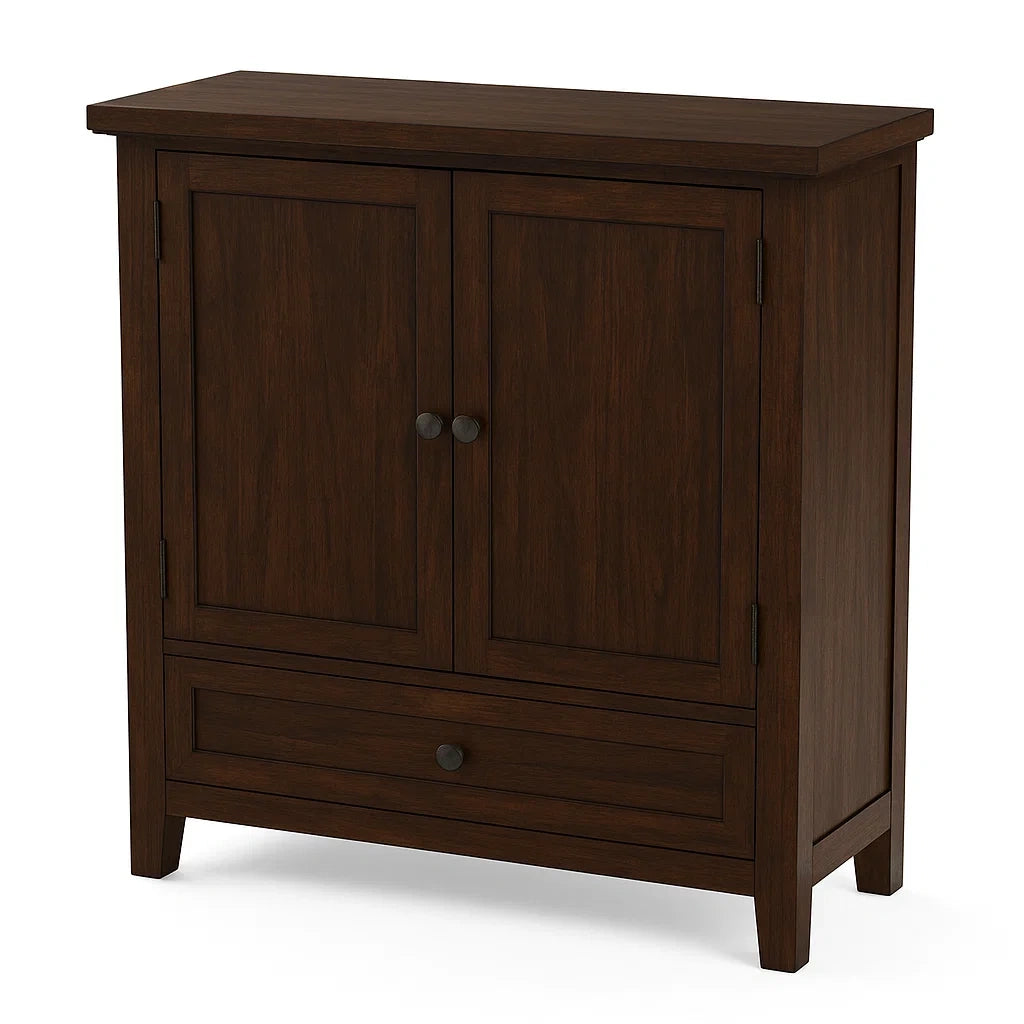 Buffet en bois massif fonc¨¦ avec portes et tiroir 80x40x90 cm(Bois Fonc¨¦)