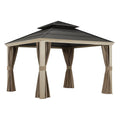 Tonnelle d'ext¨¦rieur en aluminium avec rideaux marron et noir(Marron/Noir)