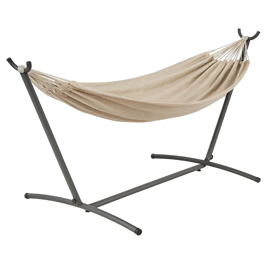 Hamac avec structure en m¨¦tal et toile en coton beige(Beige)