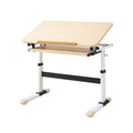 Bureau pour enfant r¨¦glable bois et m¨¦tal 90x60x65-85 cm(Bois Clair/Blanc)